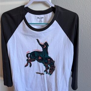 Wrangler Black and White Raglan with Graphic Design